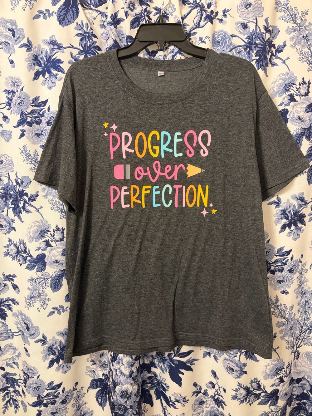 "Progress Over Perfection" Graphic Tee - Charcoal